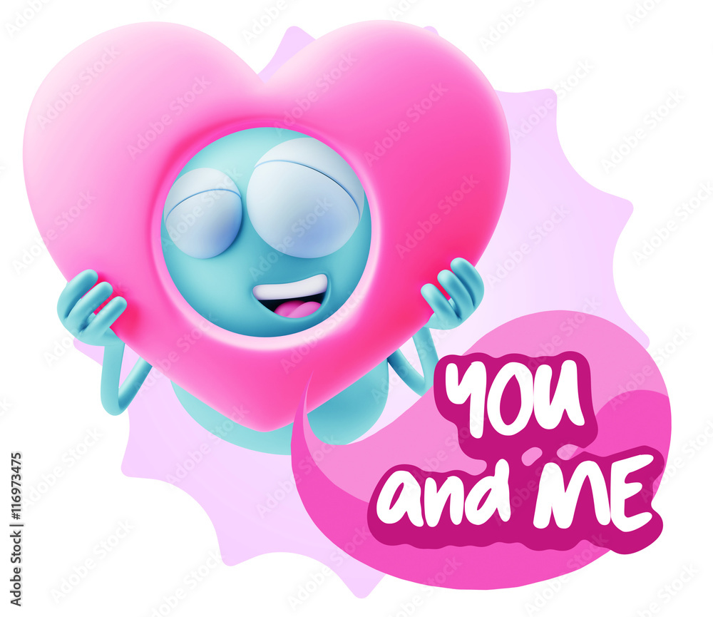 3d Rendering. Romantic Emoticon Character Face Expression saying 3d Rendering. Romantic Emoticon Character Face Expression saying
