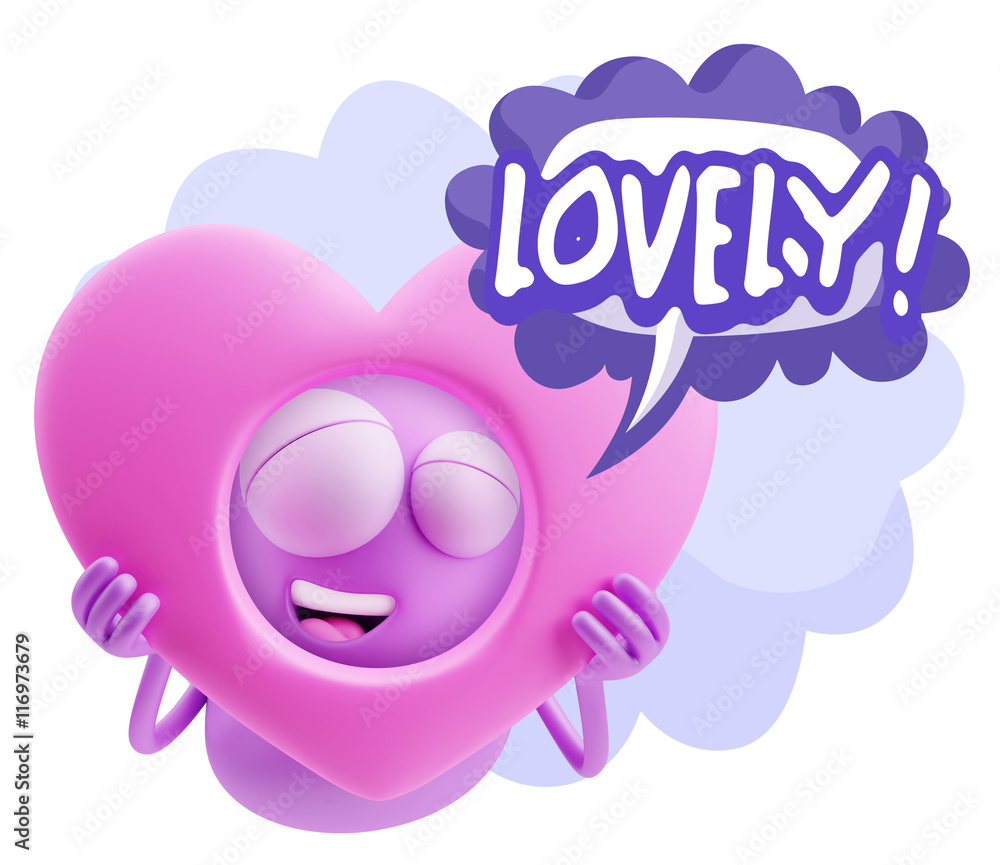 3d Rendering. Romantic Emoticon Character Face Expression saying 3d Rendering. Romantic Emoticon Character Face Expression saying