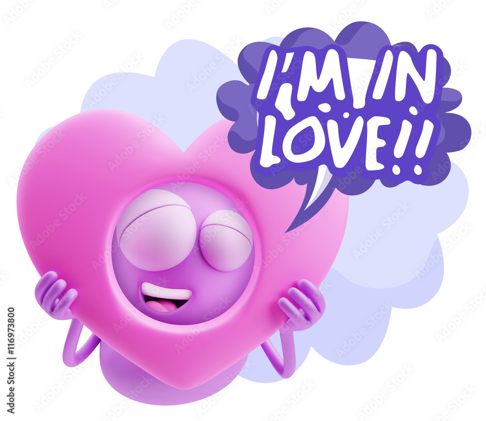 3d Rendering. Romantic Emoticon Character Face Expression saying 3d Rendering. Romantic Emoticon Character Face Expression saying