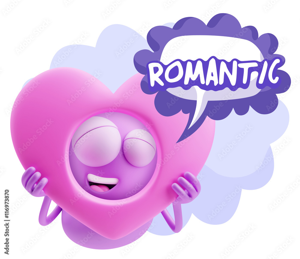 3d Rendering. Romantic Emoticon Character Face Expression saying 3d Rendering. Romantic Emoticon Character Face Expression saying