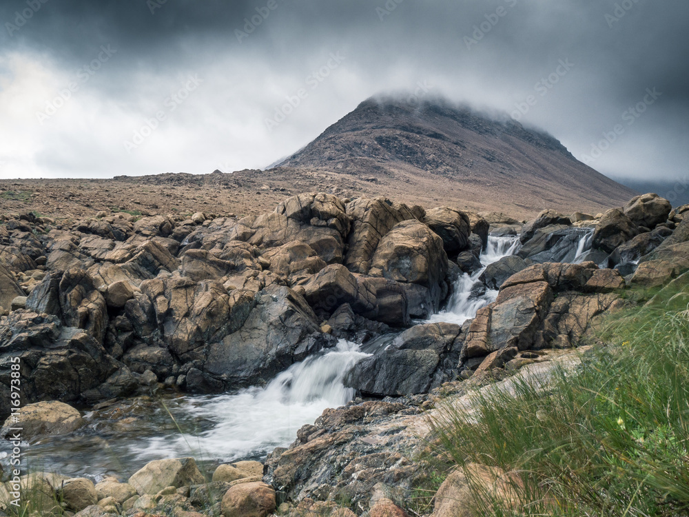 Tablelands Mountain dipped in clouds at Gros Morne National Park