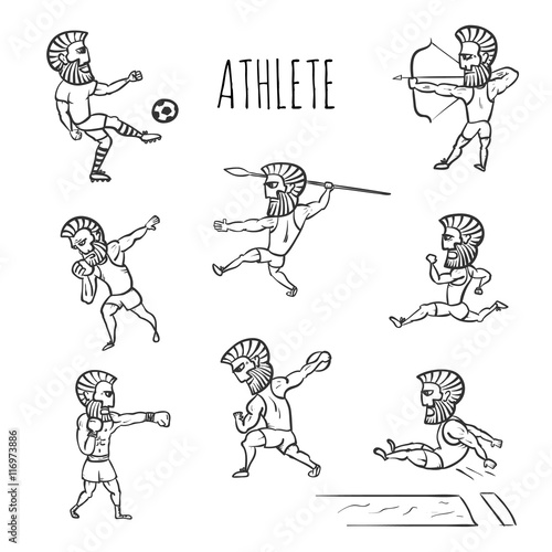 Athlete hand drawn set