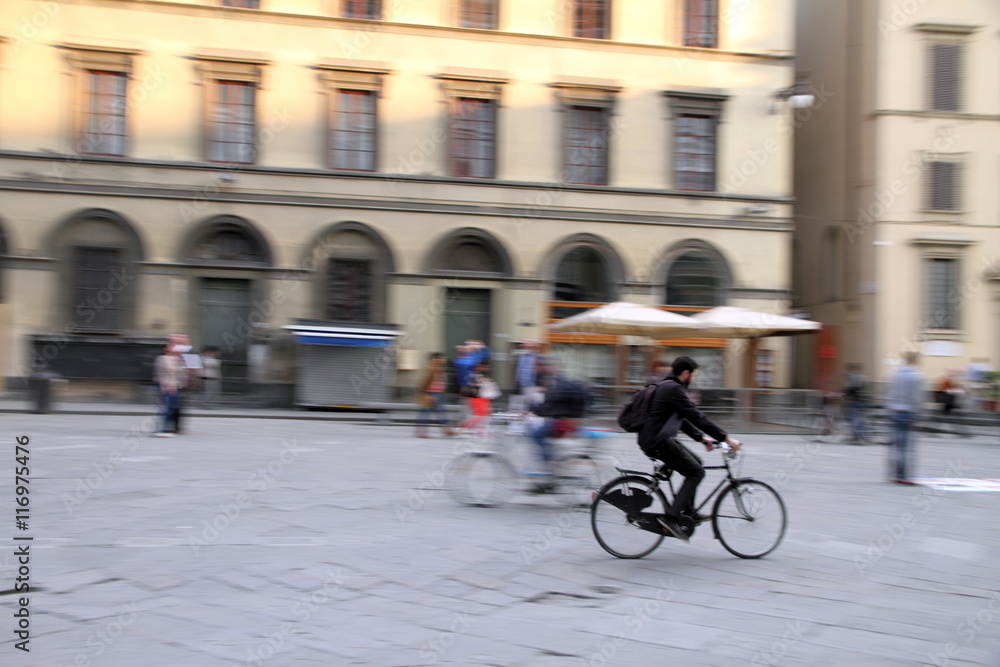  Cityscape with biker Firenze Florence cityscape Tuscany Italy