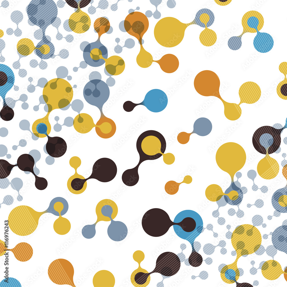 Fototapeta premium multicolor molecules flat pattern