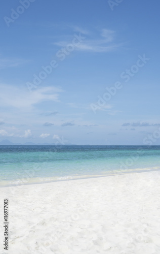 Crystal clear sea and white sand of tropical island  Koh He  Thailand