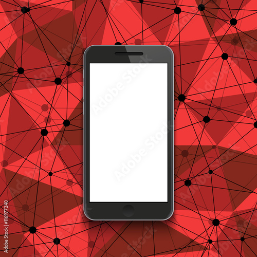 Vector modern smartphone on polygonal background.