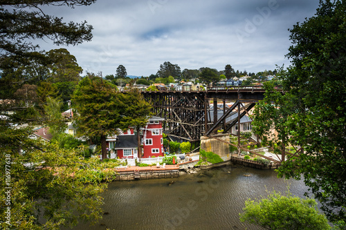 Railroad bridge over Soquel Creek in Capitola, California.