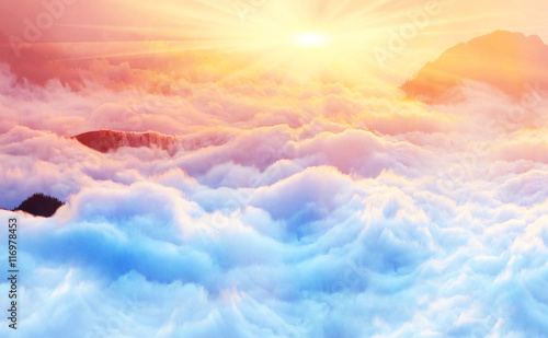 Dawn above the sea of fog