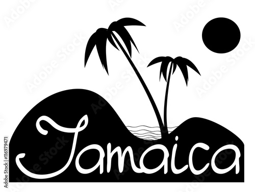 Jamaica - vector composition witn palms, sand and sea