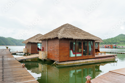 Floating houses in resort in Karnjanaburi, Thailand / Floating photo