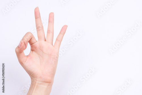 finger hand symbols isolated the concept hand gesturing sign ok okay agree on white background   © ninefar