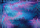 violet and blue blurred abstract background texture with horizontal stripes. glitches, distortion on the screen broadcast digital TV satellite channels