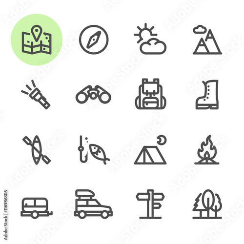 Camping icons with White Background 
