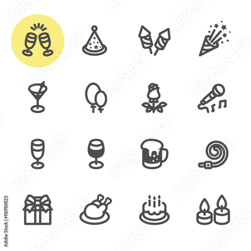 Party and Celebration icons with White Background 