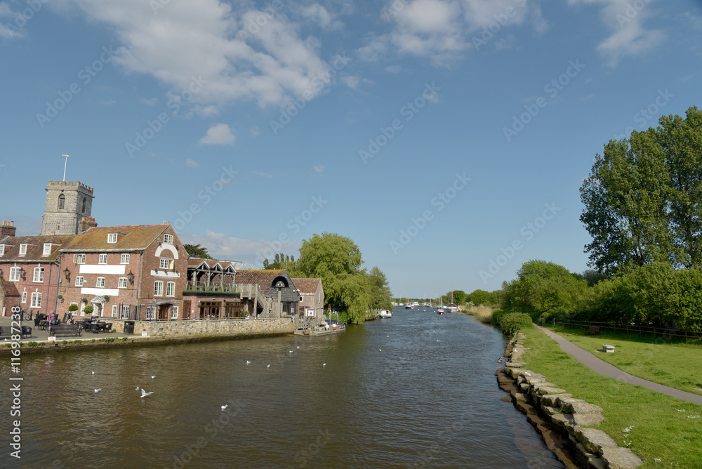 Old town of Wareham beside River Frome in Dorset