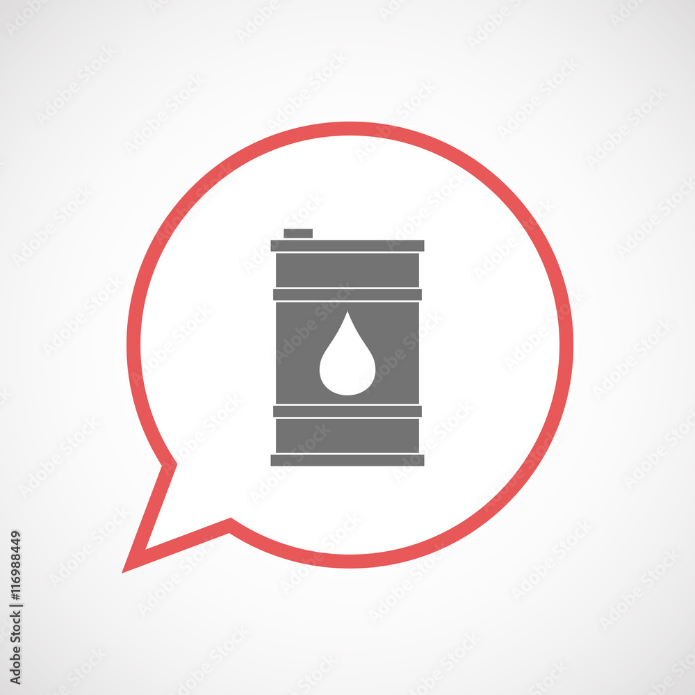 Isolated comic balloon line art icon with a barrel of oil Isolated comic balloon line art icon with a barrel of oil