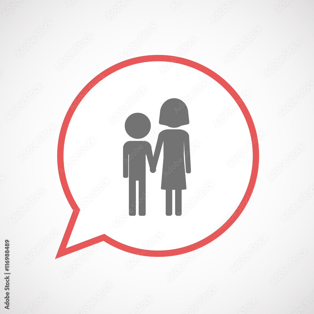 Isolated comic balloon line art icon with a childhood pictogram