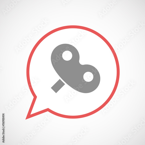 Isolated comic balloon line art icon with a toy crank