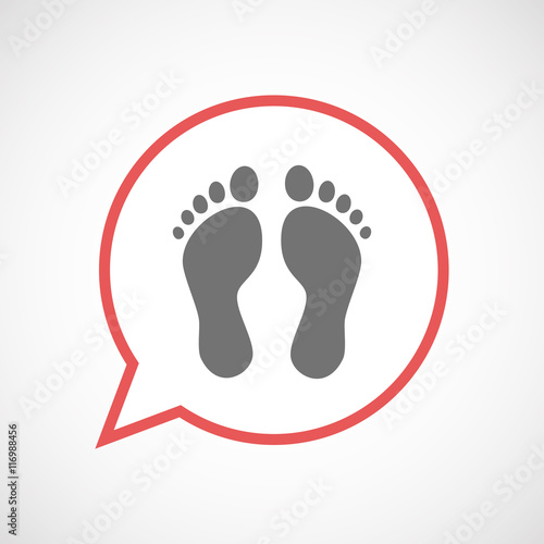 Isolated comic balloon line art icon with two footprints