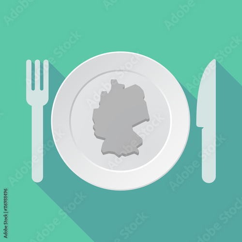 Long shadow tableware vector illustration with a map of Germany