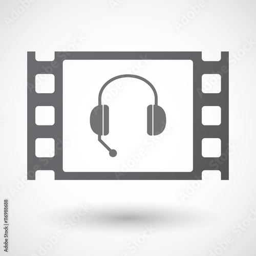 Isolated 35mm film frame with  a hands free phone device