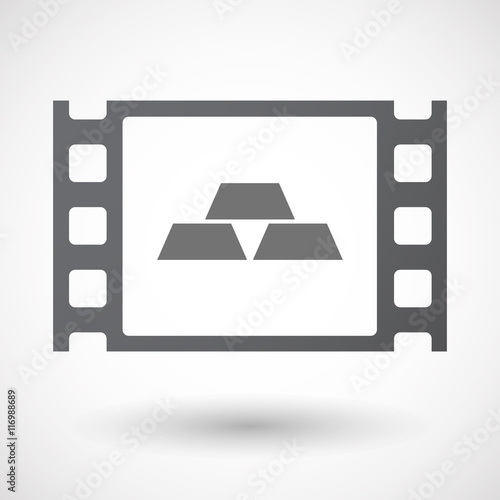 Isolated 35mm film frame with three gold bullions