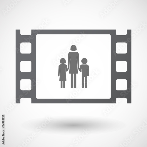 Isolated 35mm film frame with a female single parent family pict