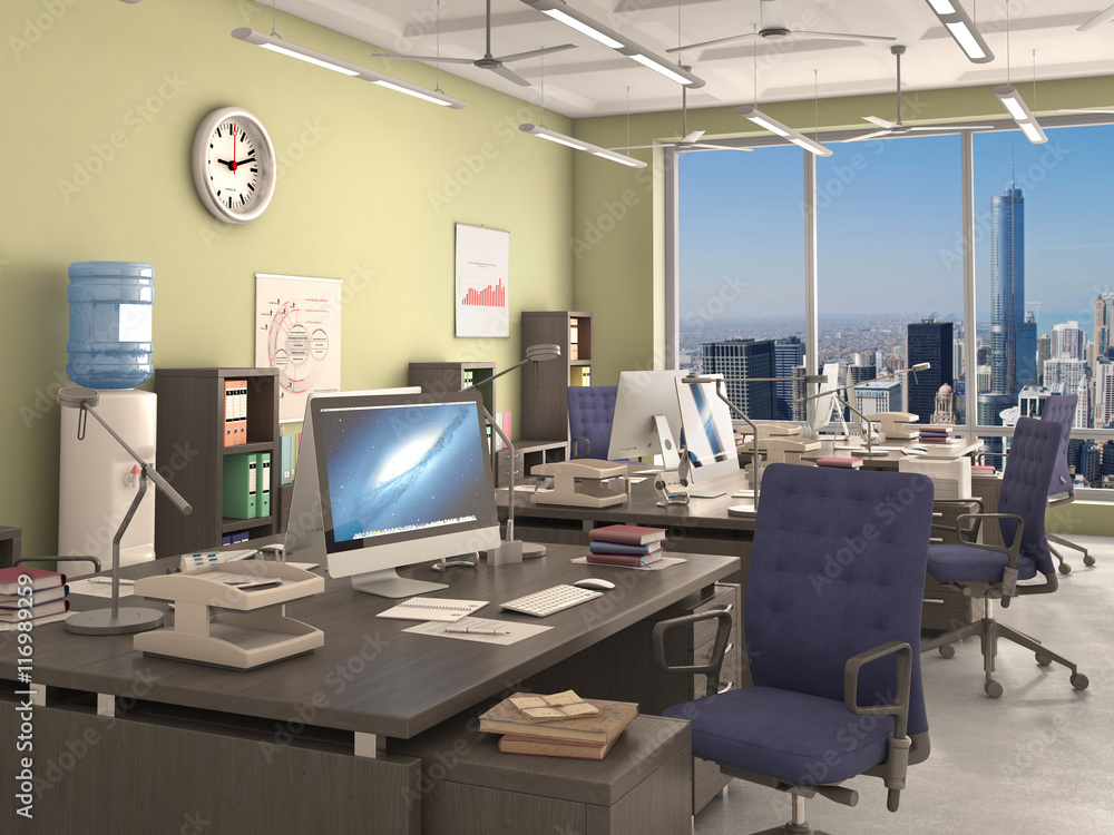 office interior, 3d illustration office interior, 3d illustration