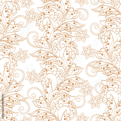asian flowers seamless pattern. vintage floral vector background