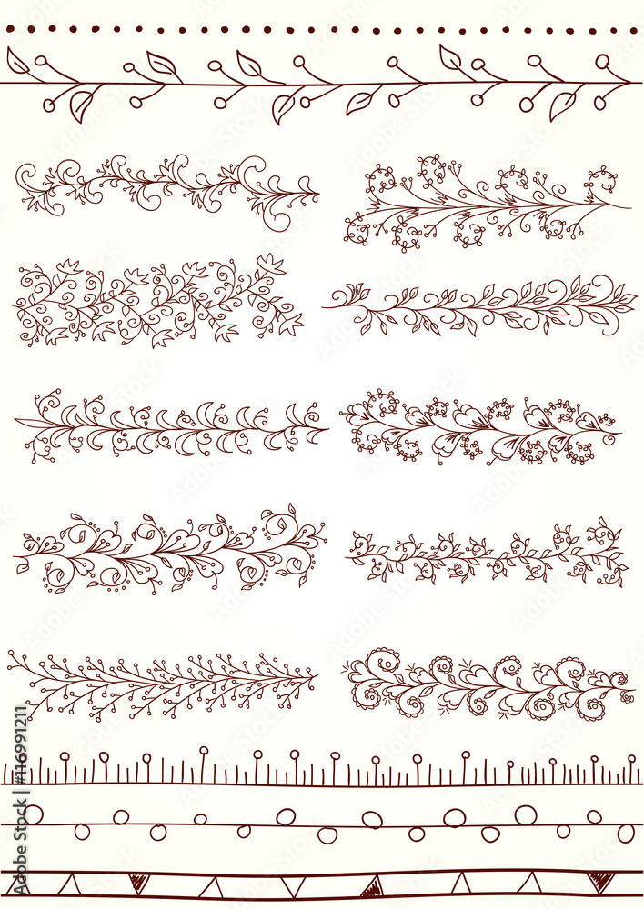 Collection of vector borders in doodle style Collection of vector borders in doodle style