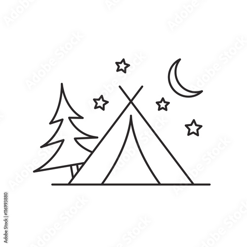 Outline tent icon on white background
