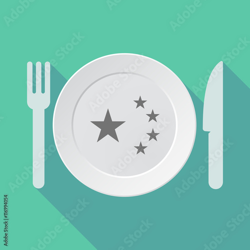 Long shadow tableware vector illustration with the five stars c