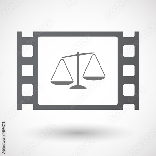 Isolated 35mm film frame with  an unbalanced weight scale