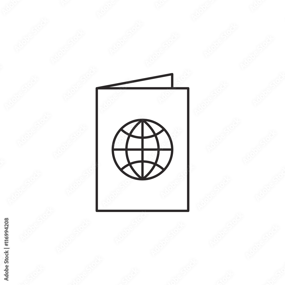 Outline passport icon isolated on white background Outline passport icon isolated on white background