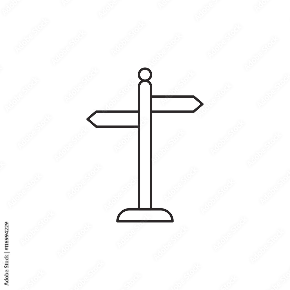 Outline guidepost icon isolated on white background Outline guidepost icon isolated on white background