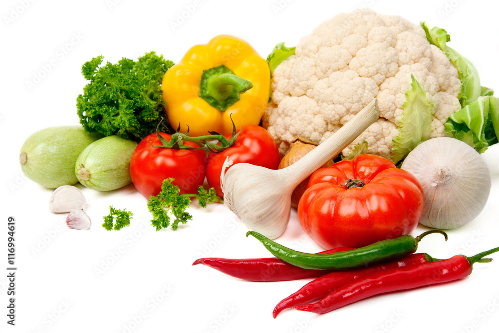 Vegetables on a white background Vegetables on a white background