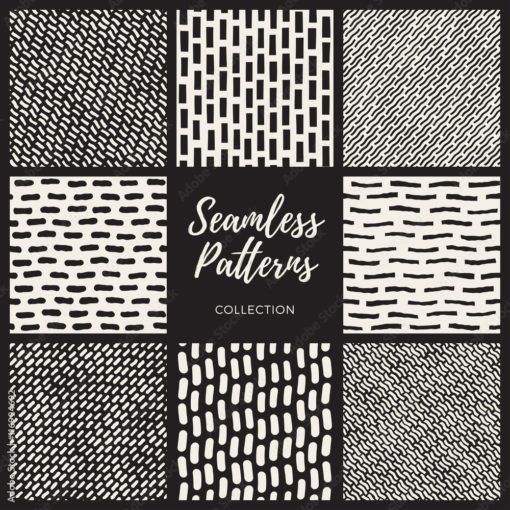 Vector Seamless Hand Drawn Lines Patterns Collection