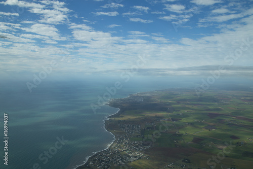 Aerial view of coastline close to Bundaberg