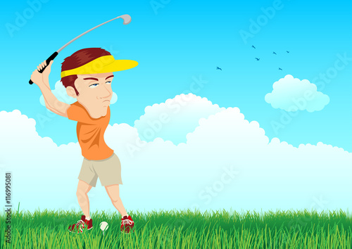 Cartoon illustration of a golfer