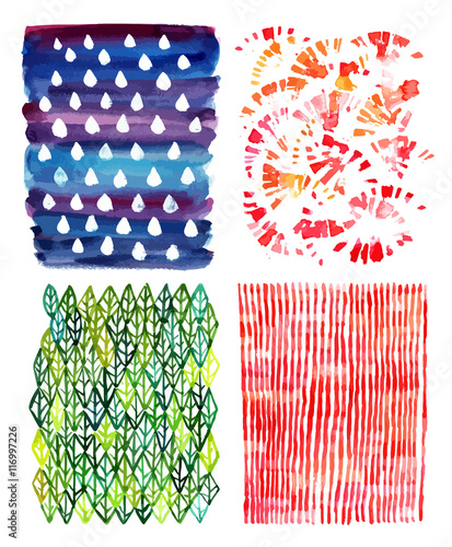 Set of vector watercolor textures representing four seasons of y