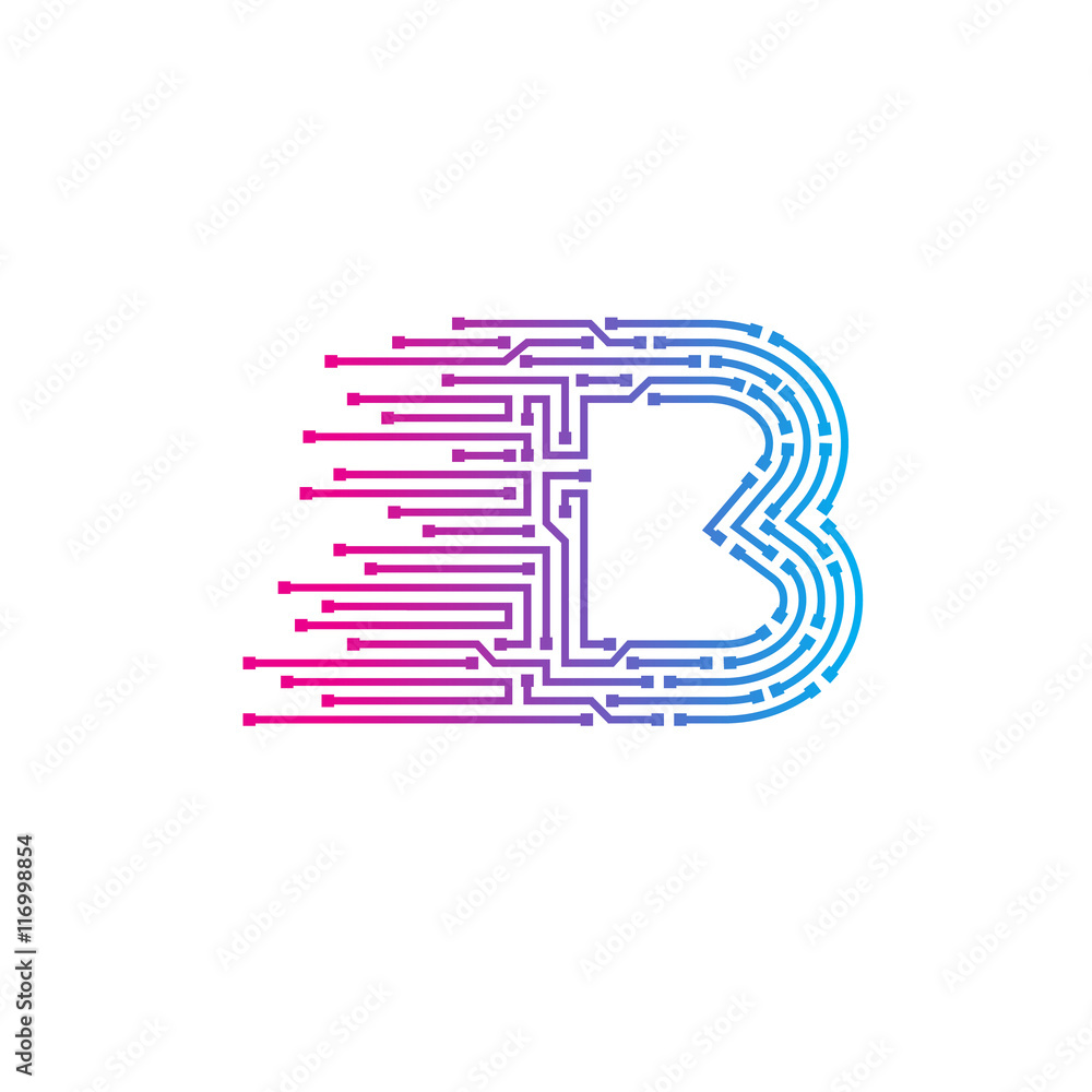 Letter B logo design template,technology,electronics,digital,logotype ...