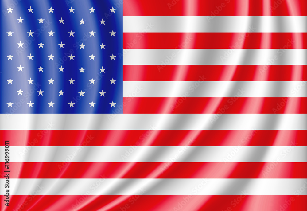 Obraz premium Waving American flag illustration with silky texture, realistic fabric folds, and soft lighting