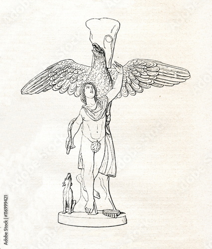Copy of Leochares "Ganymede and the Eagle" (from Meyers Lexikon, 1895, 7/72)