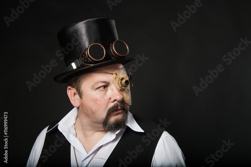 A man dressed in the style of steampunk