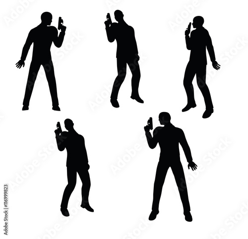 gunman businessman silhouette in black