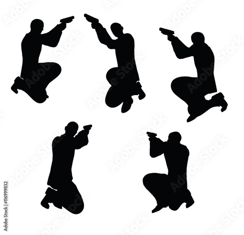 gunman businessman silhouette in black