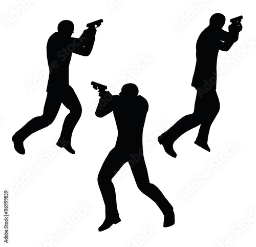 gunman businessman silhouette in black