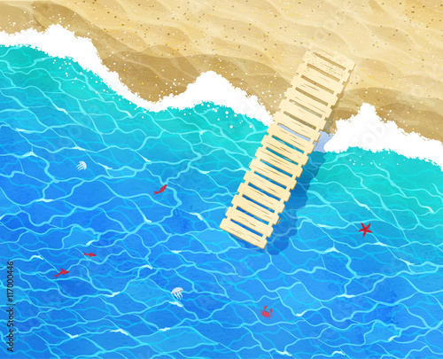 Background with sea surf and berth