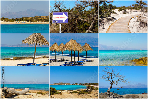 Photo collage with images of Chrissi Island, near Crete, Greece