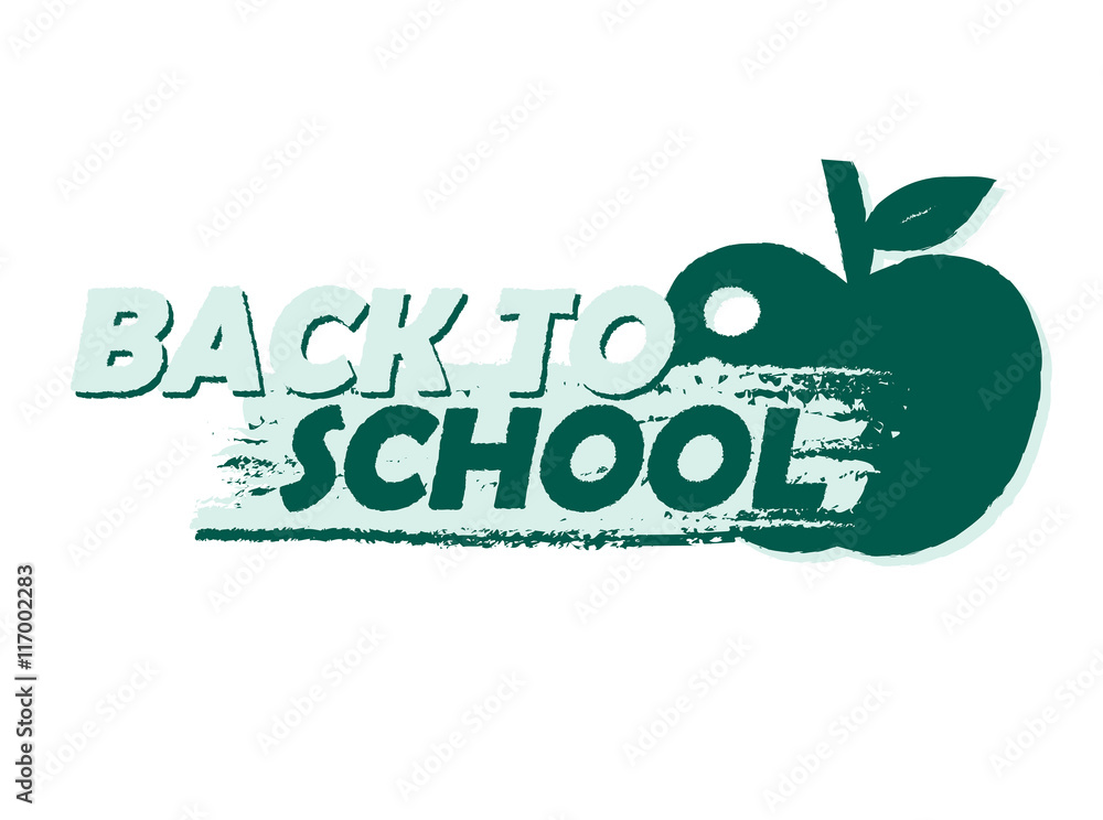 Fototapeta premium back to school with apple, drawn banner, vector